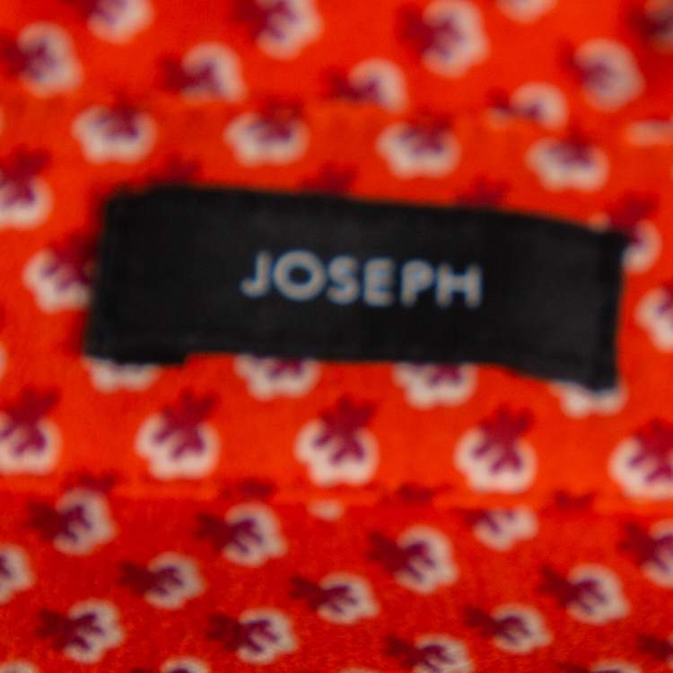 Pre Owned Joseph Orange Printed Silk Long Sleeve Button Front Shirt S