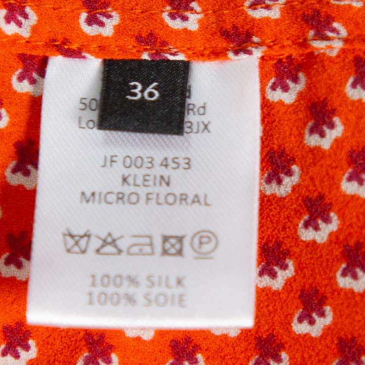 Pre Owned Joseph Orange Printed Silk Long Sleeve Button Front Shirt S