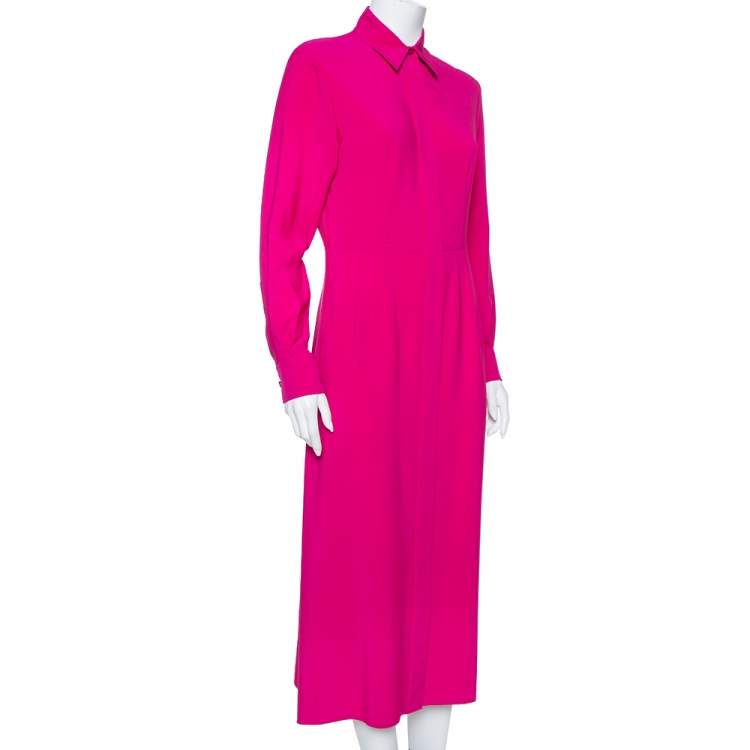 Pre Owned Joseph Purple Silk Long Sleeve Maxi Shirt Dress M