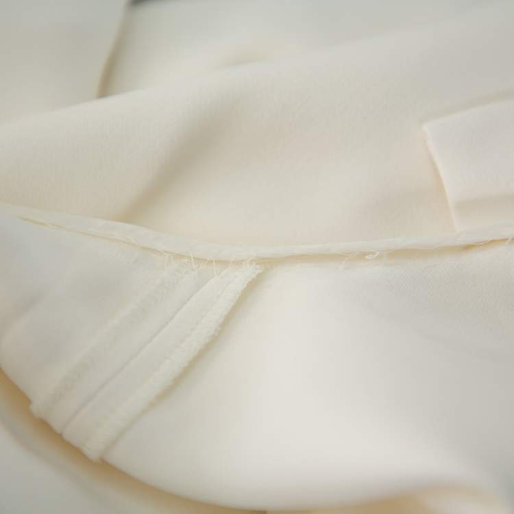 مملوكة مسبقًا Joseph Cream Crepe Metal Neck Detail Short Sleeve Top M