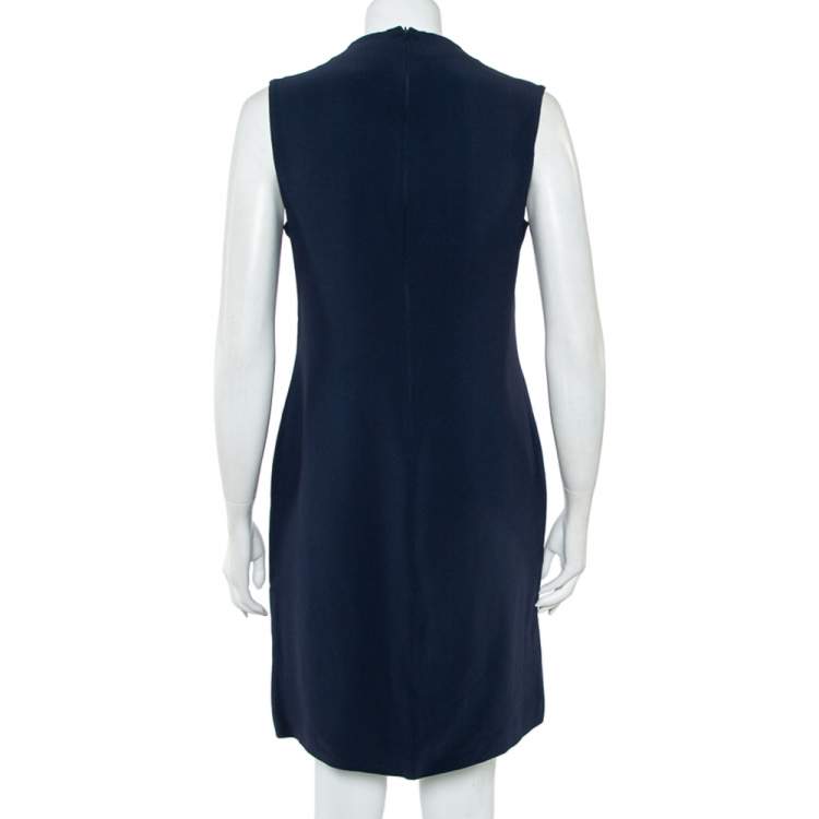 Pre Owned Joseph Navy Blue Fluide Crepe Sleeveless Sammy Dress L