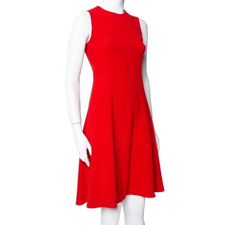 Pre Owned Joseph Red Crepe Paneled Skater Dress S