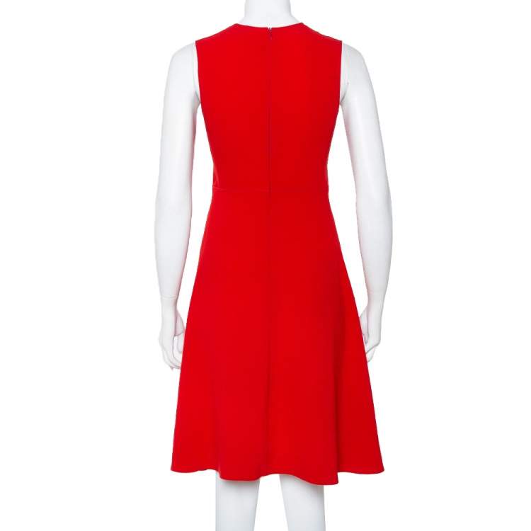 Pre Owned Joseph Red Crepe Paneled Skater Dress S