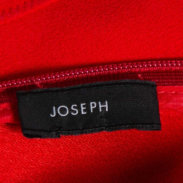 Pre Owned Joseph Red Crepe Paneled Skater Dress S