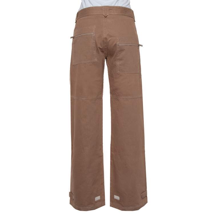 Pre Owned Joseph Brown Cotton Paneled Wide Leg Trousers L