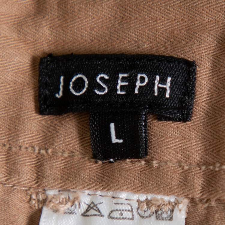 Pre Owned Joseph Brown Cotton Paneled Wide Leg Trousers L