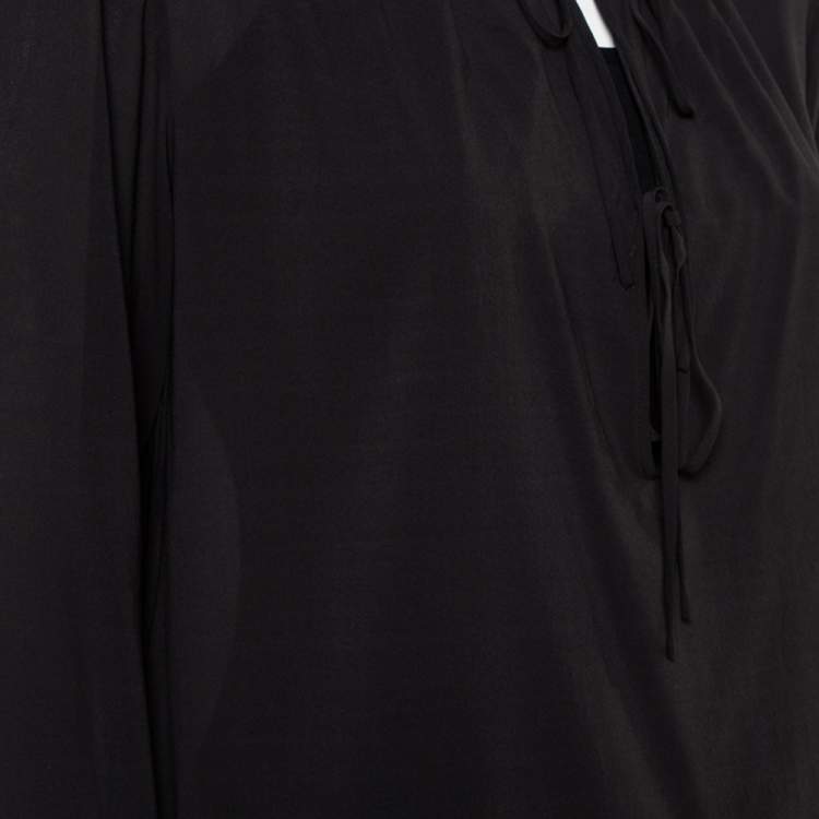 Pre Owned Joseph  Charcoal Grey Crepe Tie Detail Carlotta Blouse L