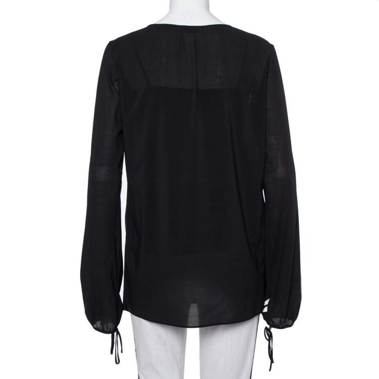 Pre Owned Joseph  Charcoal Grey Crepe Tie Detail Carlotta Blouse L