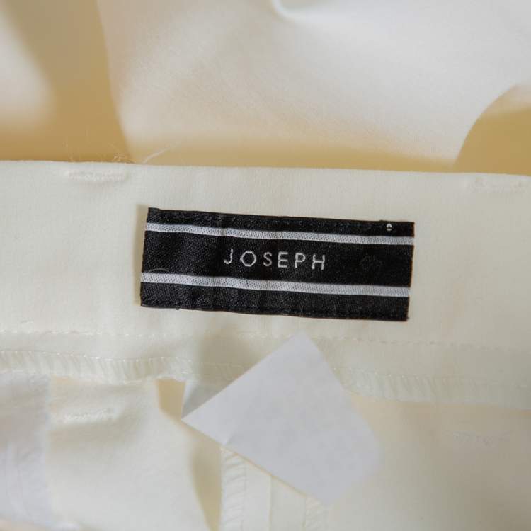 Pre Owned Joseph Cream Stretch Cotton Straight Leg Pants XS