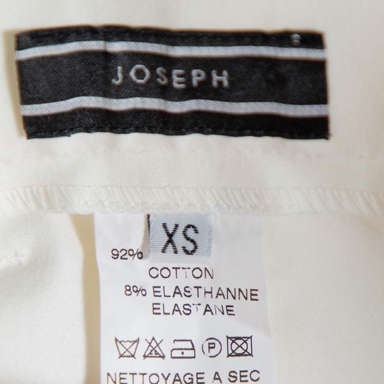Pre Owned Joseph Cream Stretch Cotton Straight Leg Pants XS