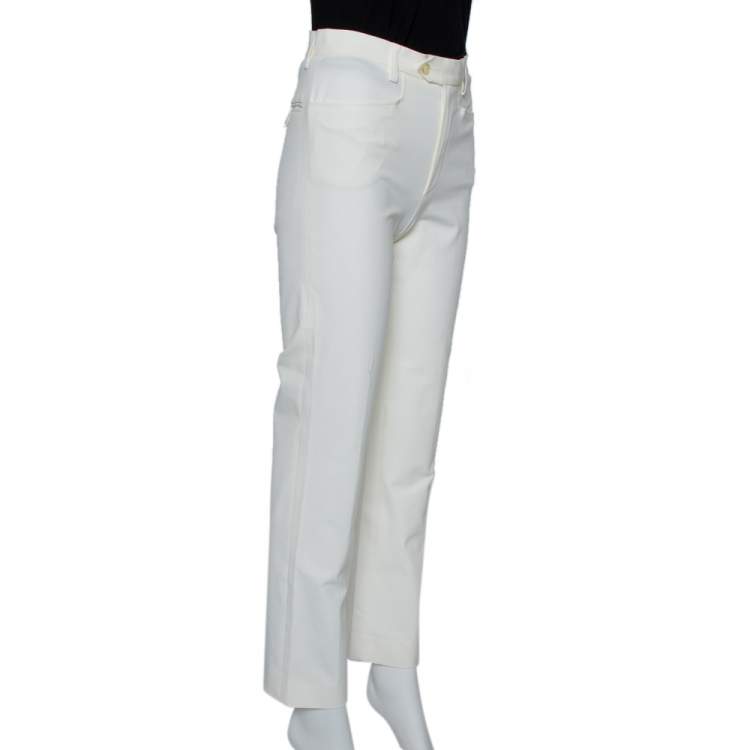 Pre Owned Joseph Cream Stretch Cotton Straight Leg Pants XS