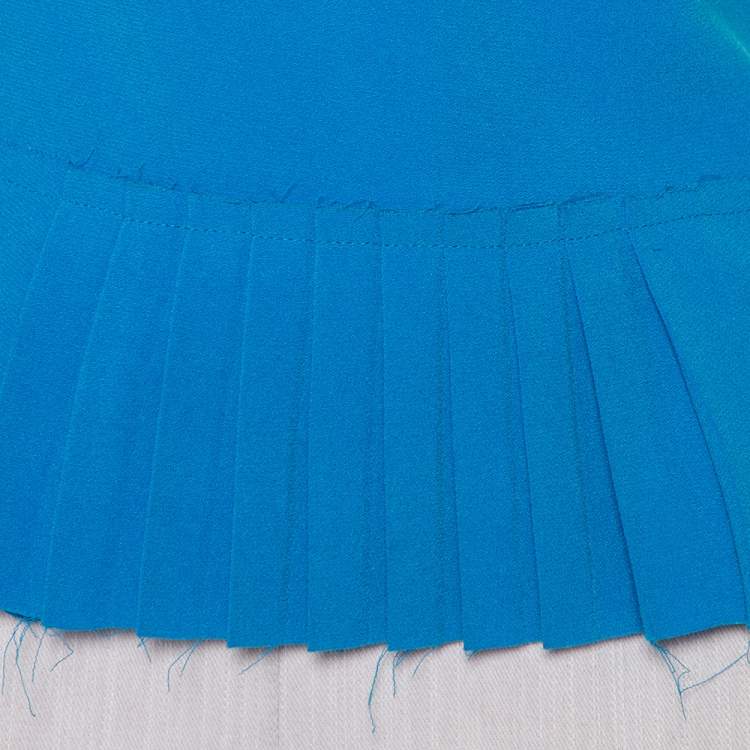 Pre Owned Joseph Blue Crepe Pleated Detail Sleeveless Top S