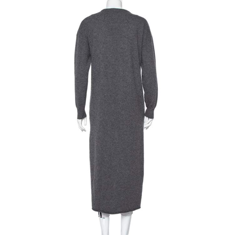 Pre Owned Joseph Dark Grey Cashmere Open Front Long Cardigan M