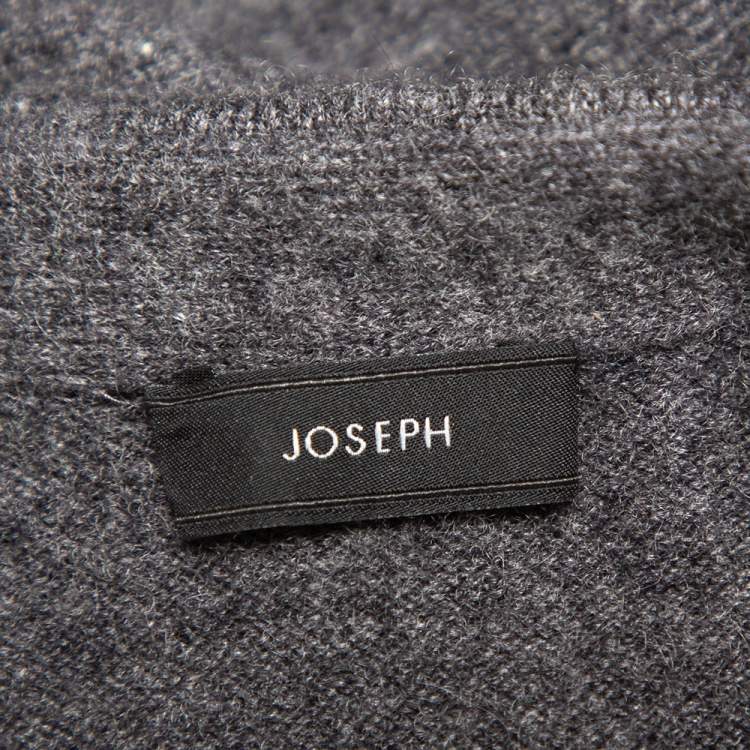 Pre Owned Joseph Dark Grey Cashmere Open Front Long Cardigan M