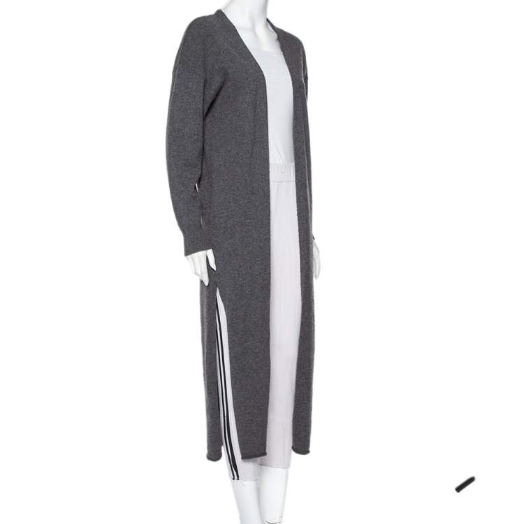 Pre Owned Joseph Dark Grey Cashmere Open Front Long Cardigan M