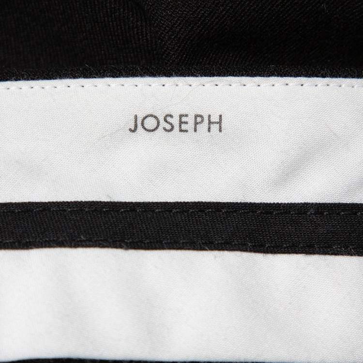 Pre Owned Joseph Black Stretch Cotton Paneled Flared Leg Zed Trousers M