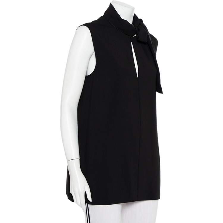 Pre Owned Joseph Black Crepe Neck Tie Detail Sleeveless Noon Top L