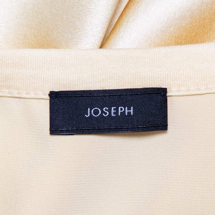 Pre Owned Joseph Yellow Jersey & Silk Satin Side Button Detail Tank Top L 