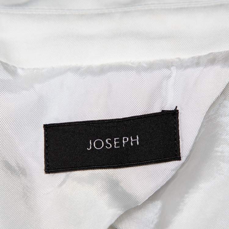 Pre Owned Joseph White Cotton & Ramie Double Breasted Yvette Blazer L