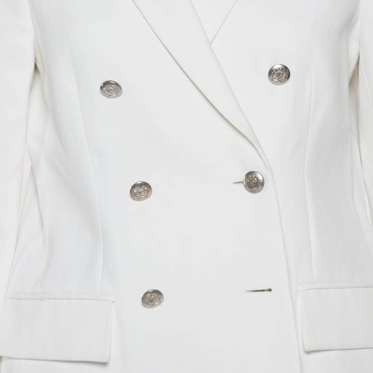 Pre Owned Joseph White Cotton & Ramie Double Breasted Yvette Blazer L