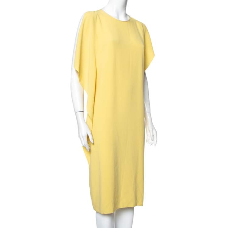 Pre Owned Joseph Yellow Stretch Crepe Ruffled Midi Dress M