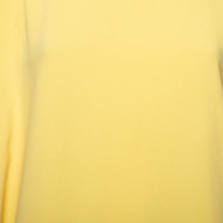 Pre Owned Joseph Yellow Stretch Crepe Ruffled Midi Dress M