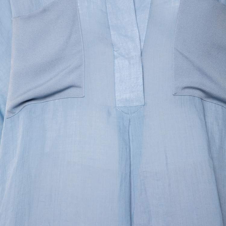 Pre Owned Joseph Blue Ramie Voile Georgette Heather Sheer Tunic M