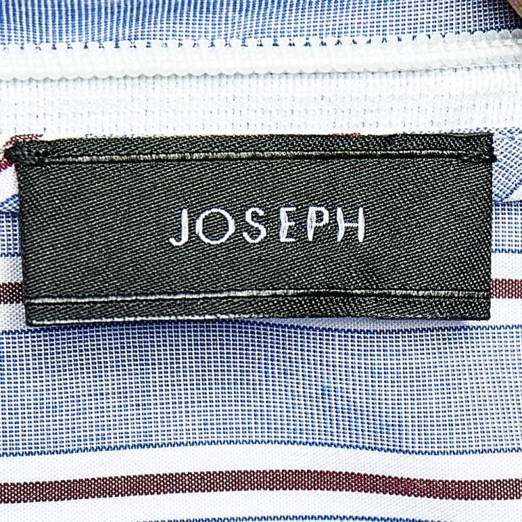 Pre Owned Joseph Blue Striped Cotton Wrap Detail Alicia Top L