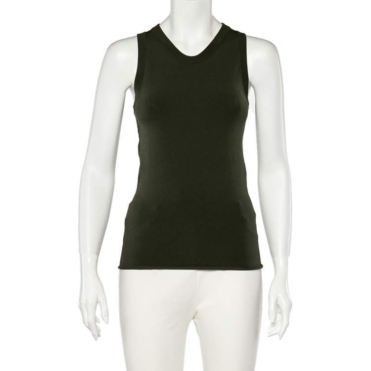 Pre Owned Joseph Military Green Knit Tank Top M
