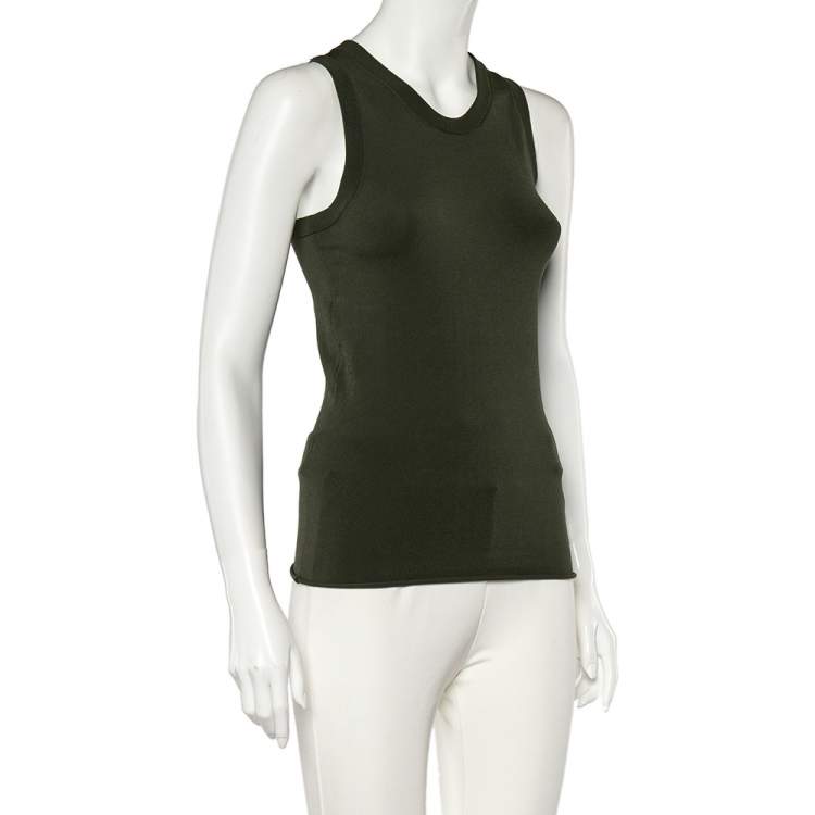 Pre Owned Joseph Military Green Knit Tank Top M