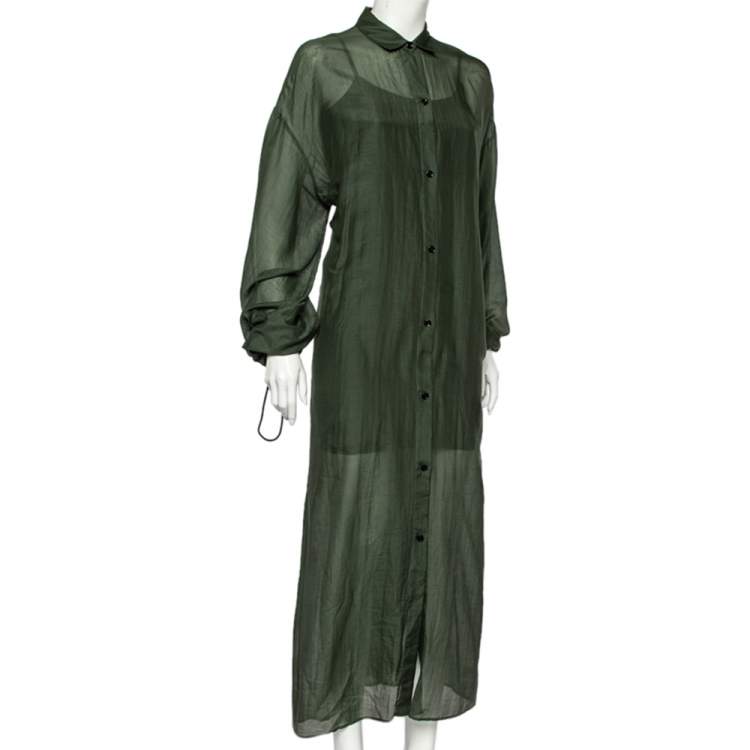 Pre Owned Joseph Dark Green Cotton And Silk Sina Dress M