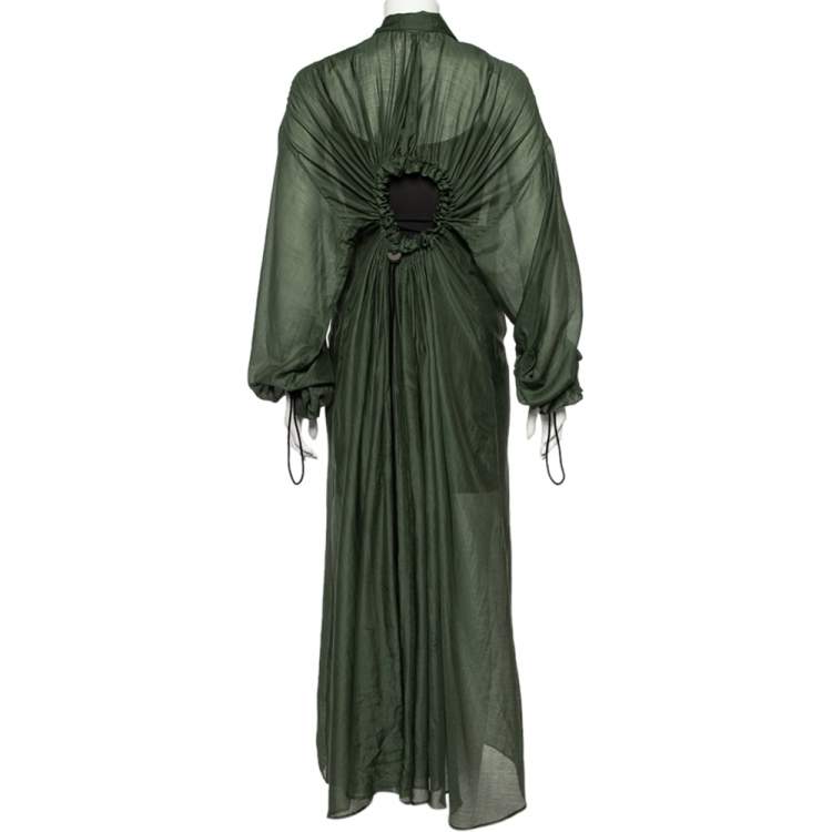 Pre Owned Joseph Dark Green Cotton And Silk Sina Dress M
