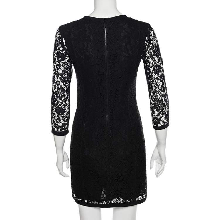 Pre Owned Joseph Black Lace Georgia Sheath Dress M
