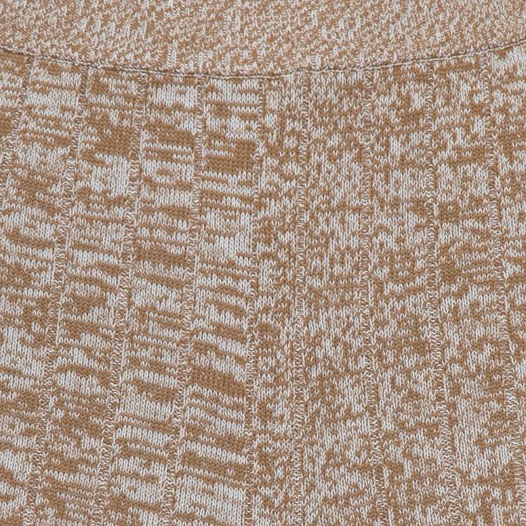 Pre Owned Joseph Beige Patterned Ribbed Knit Sally Fluted Maxi Skirt L