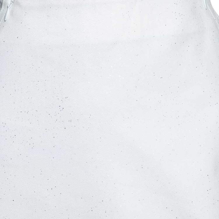 Pre Owned Joseph White Glittered Cotton Knee Length Skirt M