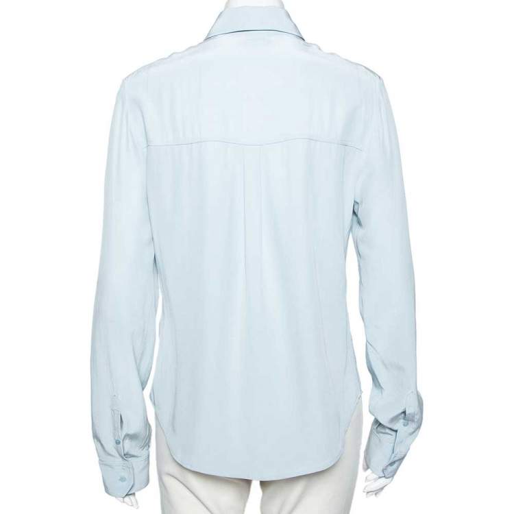 Pre Owned Joseph Light Blue Silk Button Front Shirt L