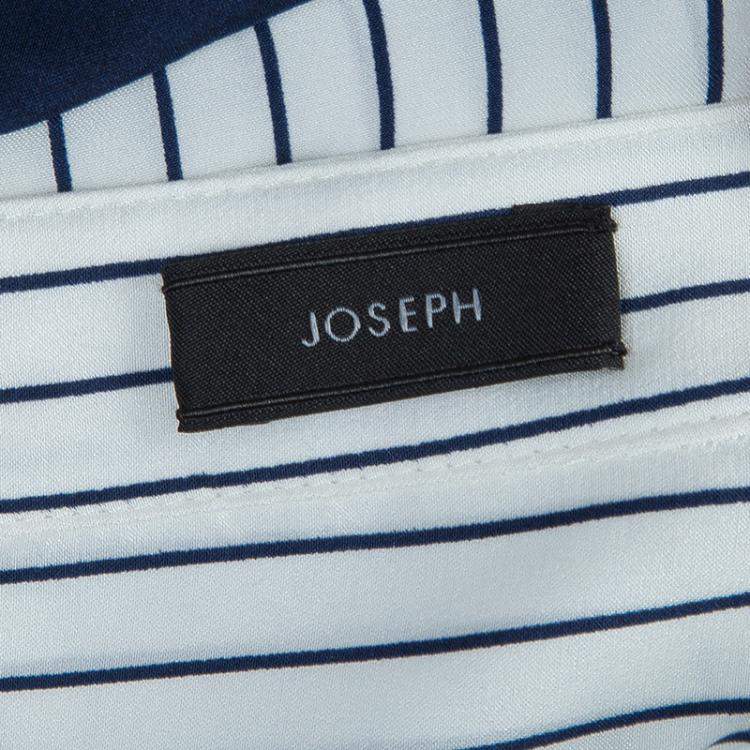 Pre Owned Joseph Blue and White Striped Long Sleeve Silk Shirt S
