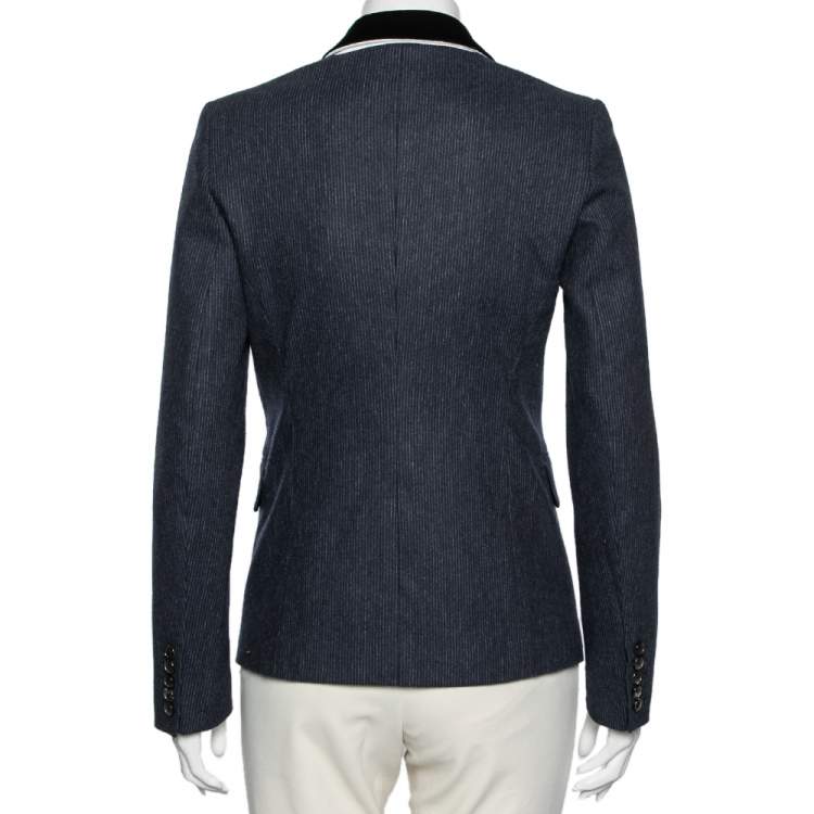 Pre Owned Joseph Navy Blue Wool Prisca Small Stripe Blazer S