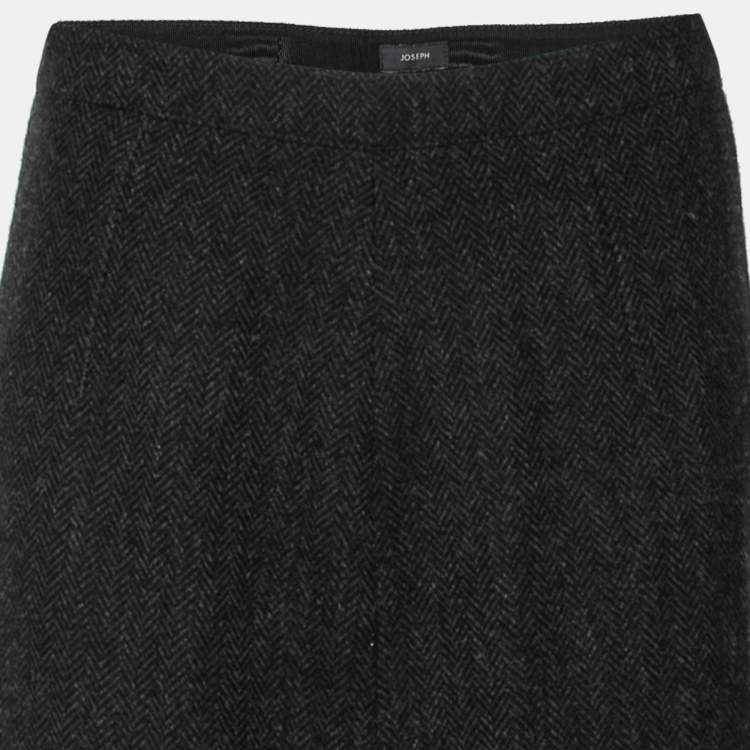 Pre Owned Joseph Grey Patterned Wool Side Slit Detailed Skirt M
