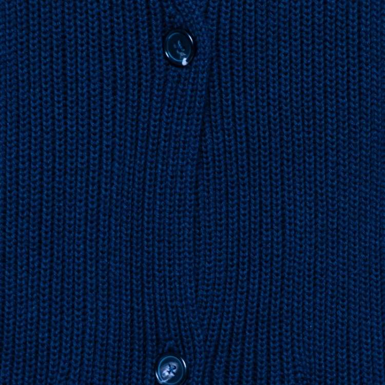 Pre Owned Joseph Navy Blue Textured Knit Long Sleeveless Cardigan L