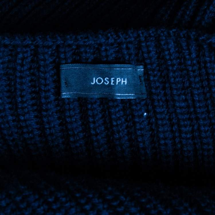 Pre Owned Joseph Navy Blue Textured Knit Long Sleeveless Cardigan L