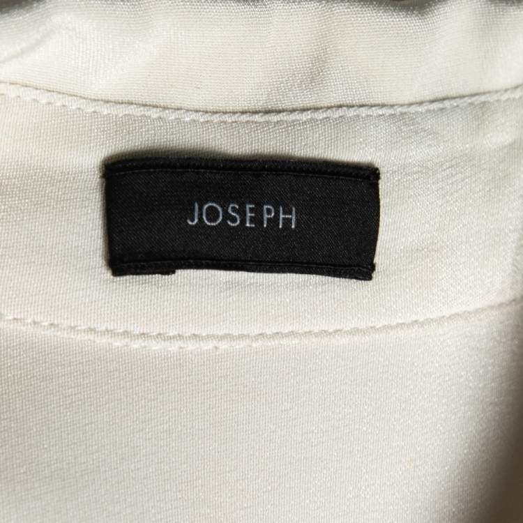 Pre Owned Joseph Cream Silk Button Front Long Sleeve Blouse S