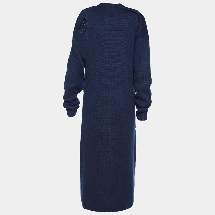 Pre Owned Joseph Navy Blue Cashmere Knit Cut-Out Detail Layered Robin Dress S