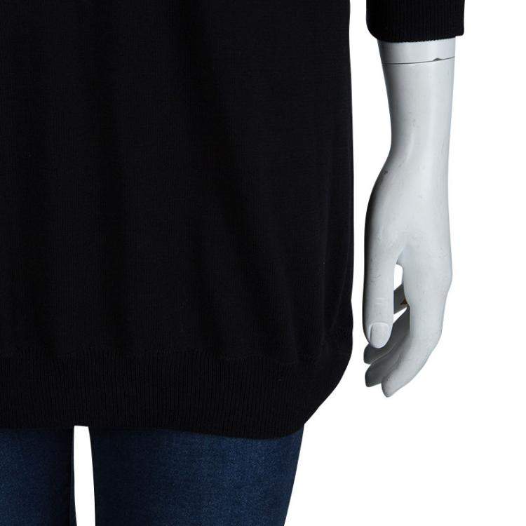 Pre Owned Joseph Black Knit Criss Cross Tie-Up Detail Long Sleeve Top S