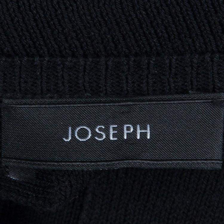 Pre Owned Joseph Black Knit Criss Cross Tie-Up Detail Long Sleeve Top S