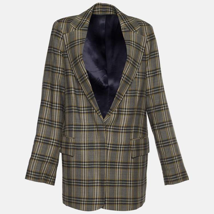 Pre Owned Joseph Grey Gemina Checked Wool Single Breasted Blazer M