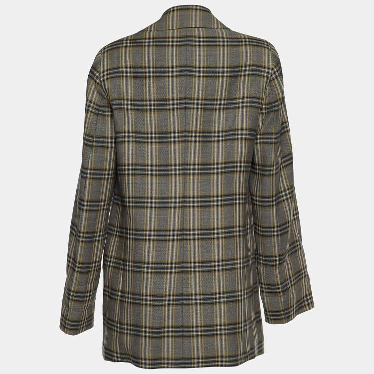 Pre Owned Joseph Grey Gemina Checked Wool Single Breasted Blazer M