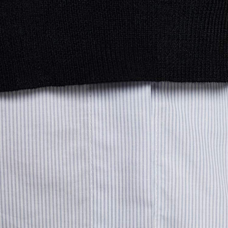 Pre Owned Joseph White/Black Wool Two Pieces Short Sleeve Top S