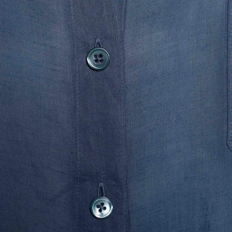 Pre Owned Joseph Blue Ramie Silk Long Sleeve Shirt M