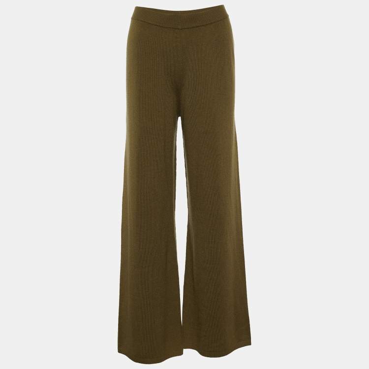 Pre Owned Joseph Khaki Green Mongolian Cashmere Knit Pants L